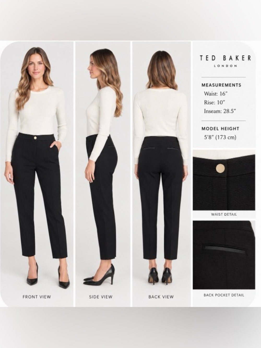 Ted Baker Women’s Black Textured Trouser 8